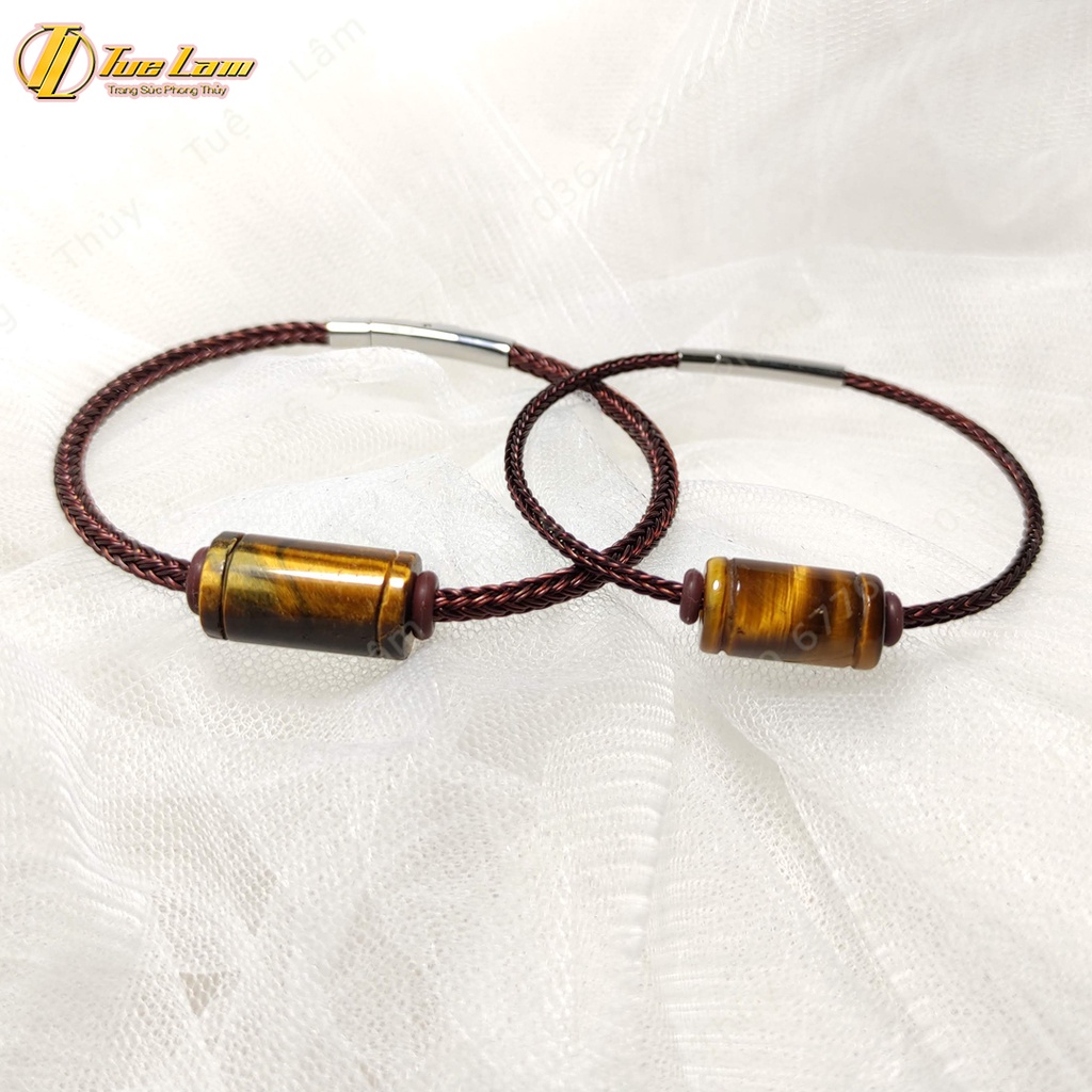Vòng tay may mắn cặp đôi lu thống màu nâu vàng hợp mệnh kim thổ, tài lộc may mắn