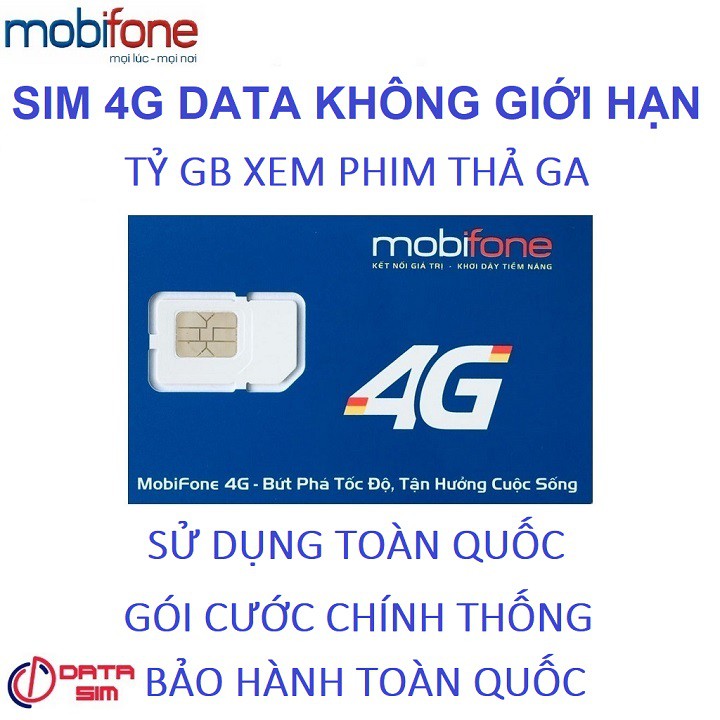 Sim 4G Tỷ GB có sẵn 2 tháng sử dụng 500 phút mobifone 30 phút liên mạng