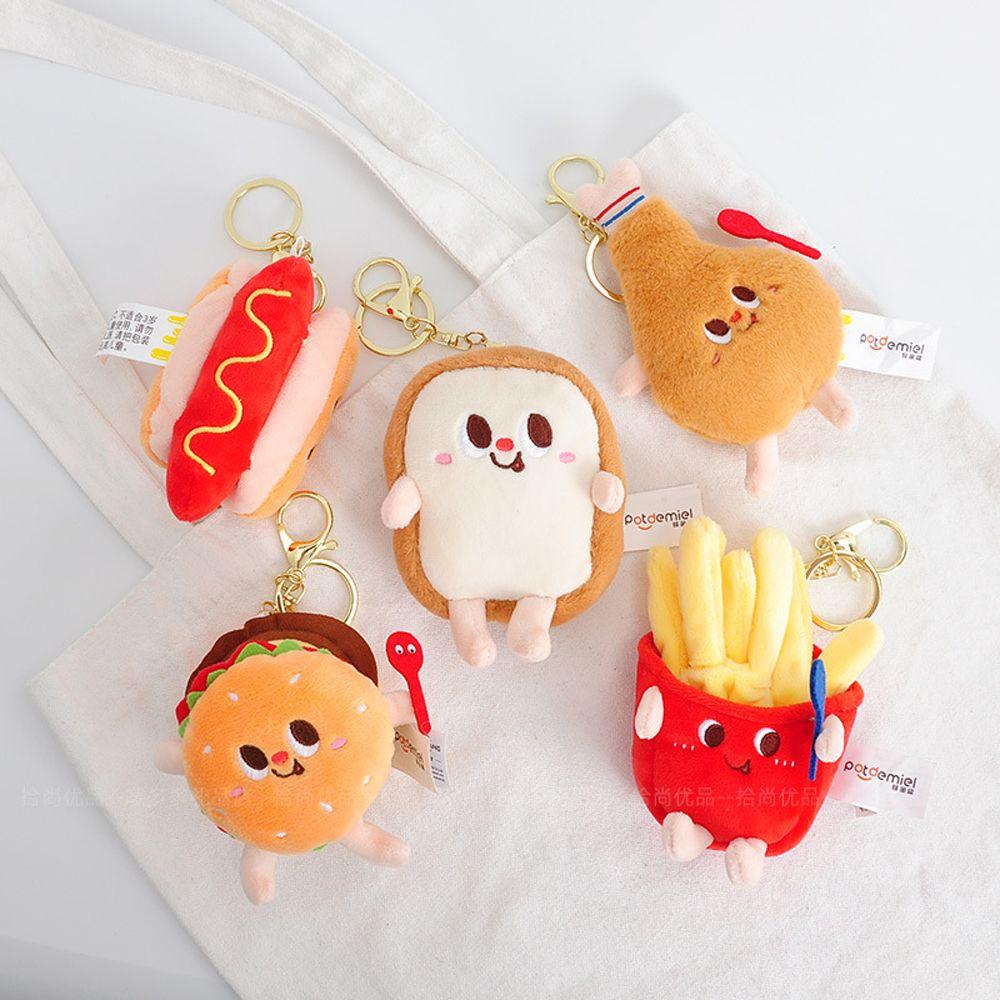Móc Khóa Hình Bánh Hamburger Nhồi Bông Dễ Thương