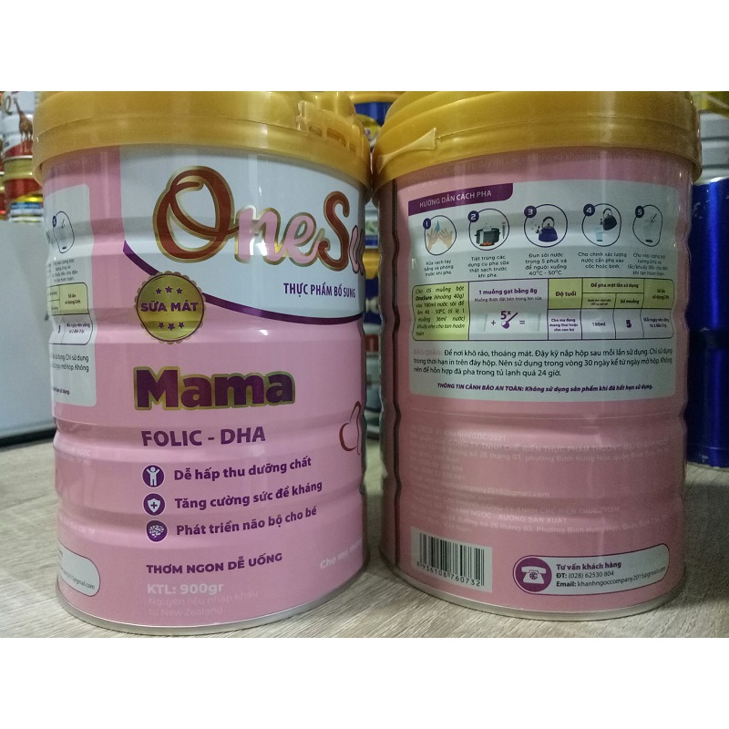 Sữa mát Onesure mama cho bà bầu, Hộp 900g, tăng cường vitamin, khoáng chất cho phụ nữ mang thai và cho con bú