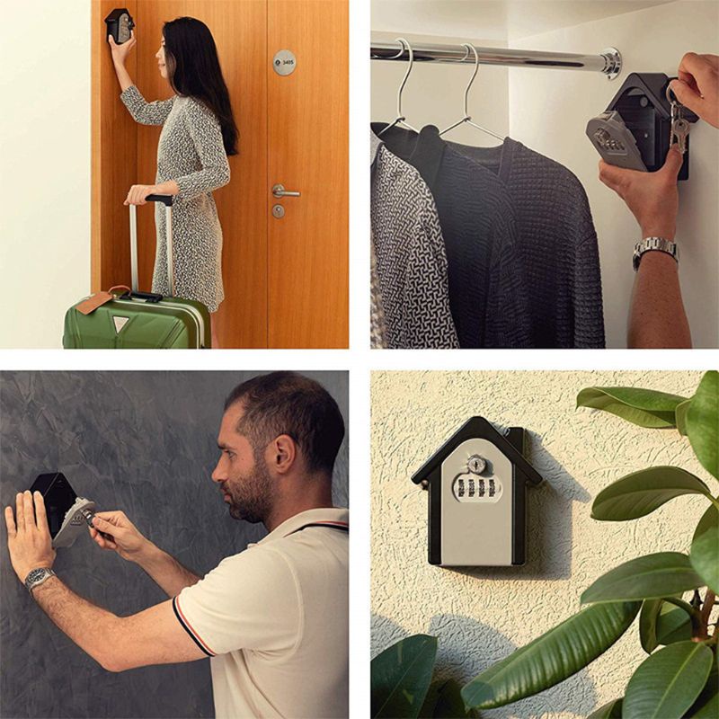 Hộp Đựng Chìa Khóa 4 Chữ Số Gắn Tường An Toàn Chống Thấm Nước Cho Gia Đình