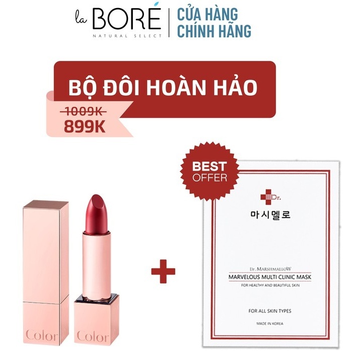 [ Combo Ngày Rạng Rỡ ] 1 Hộp Mặt Nạ Cấp Ẩm Marvelous Multi Clinic Mask + 1 Son Lì Hàn Quốc Colorlab LABORE