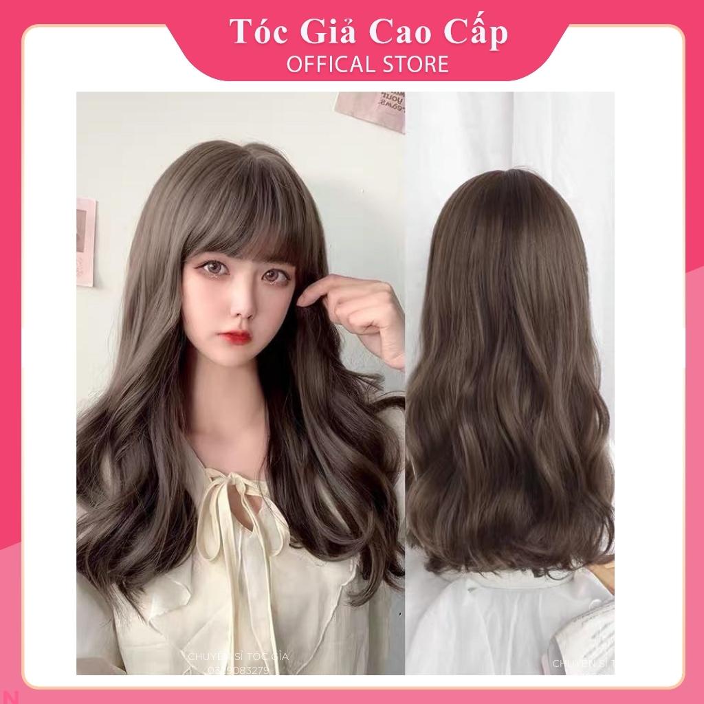 Tóc giả nữ nguyên đầu xoăn lửng 45cm, tặng kèm lưới trùm tóc, mã QS227