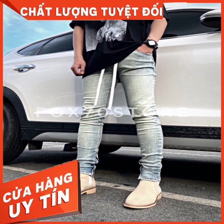 HÀNG NHẬP KHẨU -  Quần Jean Zipper Fom Skinny Cao Cấp, Màu Wash Vàng, Chất Jean Co Dãn, Không Phai Màu, Ống Có Khóa, FRE