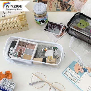 bóp viết trong suốt cỡ lớn Winzige Túi Đựng Bút / Mỹ Phẩm  Kiểu Dáng Họa Tiết Xinh Xắn