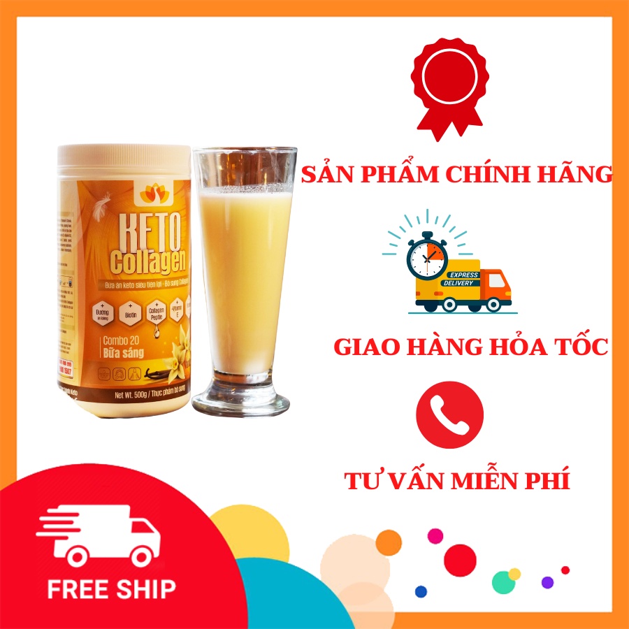Sữa lắc Keto Collagen 500 gr - Bữa ăn dinh dưỡng tiện lợi - giảm cân nhanh.