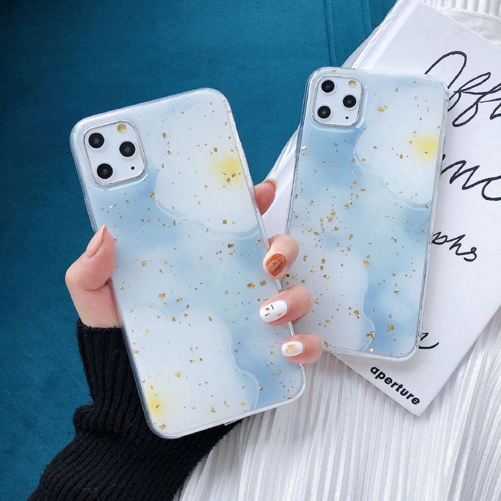 Ốp lưng mềm chống rơi họa tiết hoa và lá vàng cho IPhone 11 11pro Max 6 7 8 6plus 7plus 8plus X XS XR XSmax | BigBuy360 - bigbuy360.vn