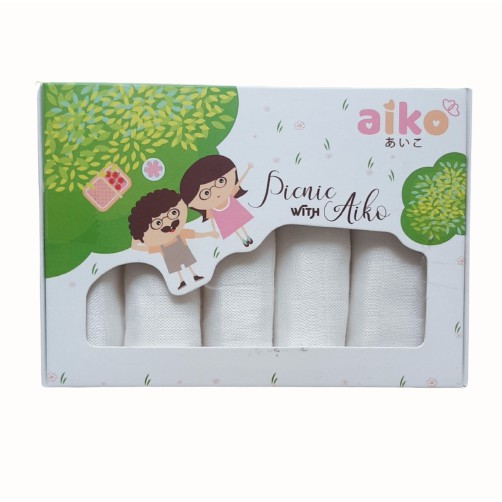 Khăn Sữa Sợi Tre Cao Cấp Aiko 30x30cm (5 Cái/Hộp)