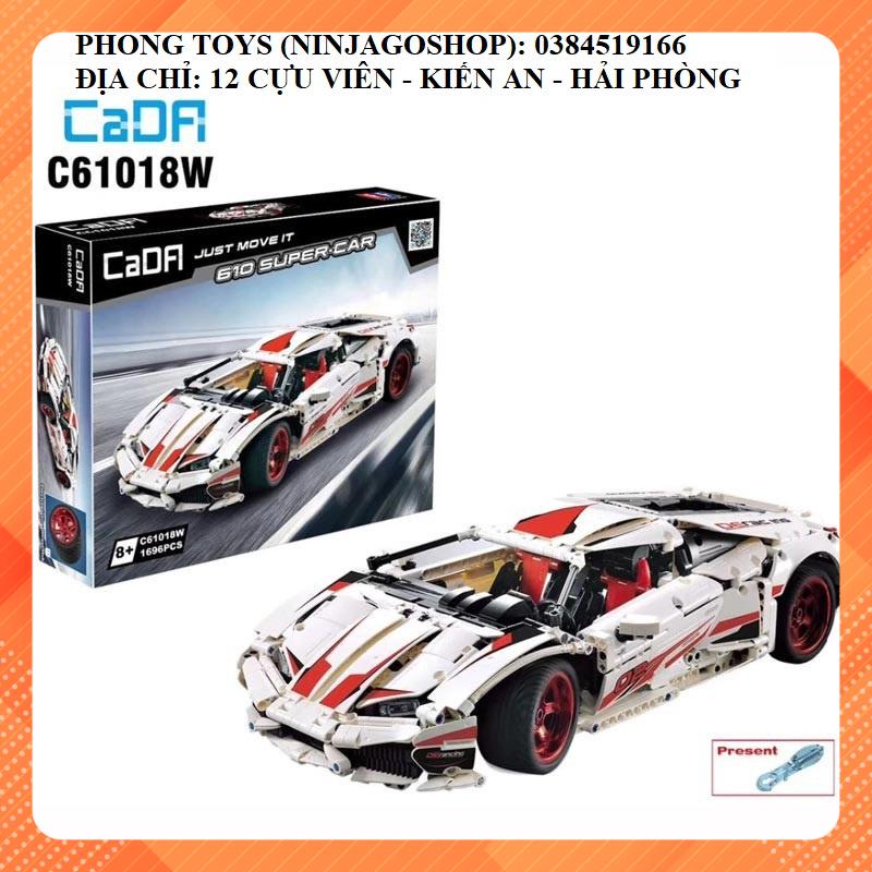 LẮP RÁP XẾP HÌNH LEGO CADA C61018 : XE ĐUA Lamboghini HURACAN LP 610 CÓ ĐỘNG CƠ RC ĐIỀU KHIỂN 1696 MẢNH