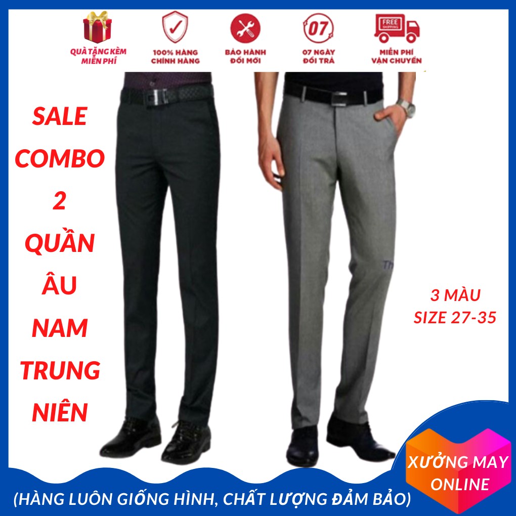 Sale combo 2 quần âu nam chưa lên lai size từ 27-35 dễ mặc dễ phối đồ-XM08