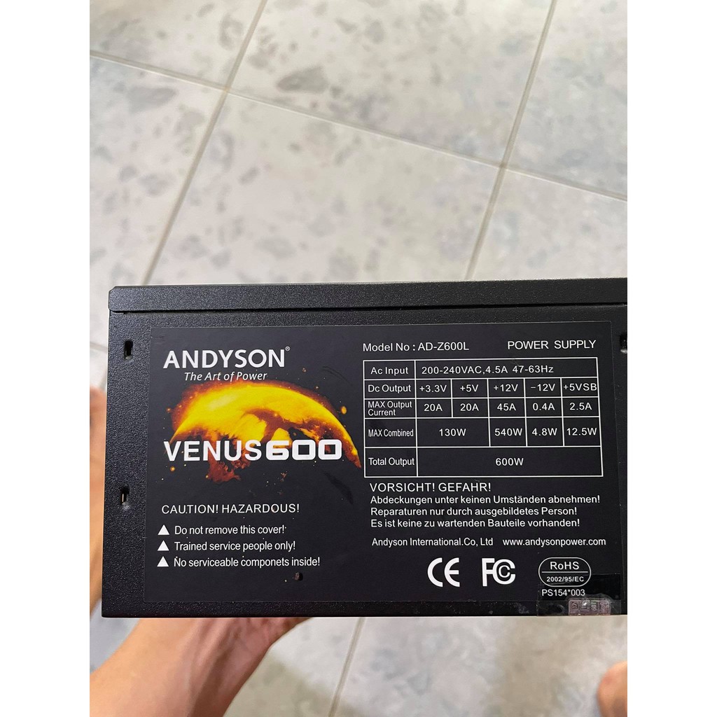 Nguồn Andyson Venus 600W - 80 Plus bảo hành 9.2021