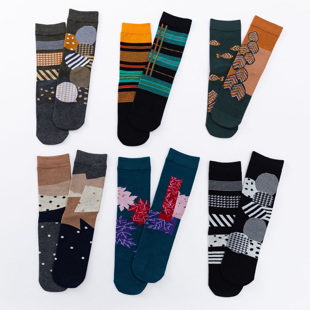 Đôi vớ WAFNHA D344 bằng cotton dày dặn phong cách cổ điển cá tính thời trang mùa đông dành cho các cặp đôi