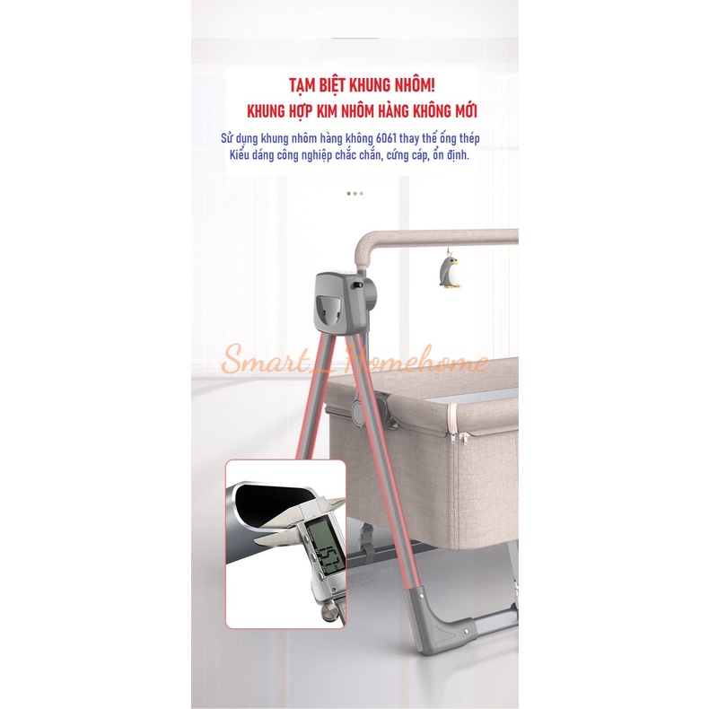 Nôi cho bé có màn- thư giãn cho em bé sơ sinh có bánh xe dễ dàng di chuyển smart_homehome mb427