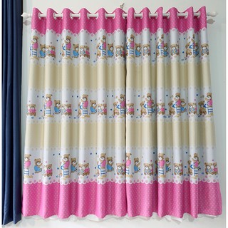 Rèm cửa sổ, cửa phòng ngủ chống nắng giá rẻ, hoạ tiết gấu hồng TNS-033