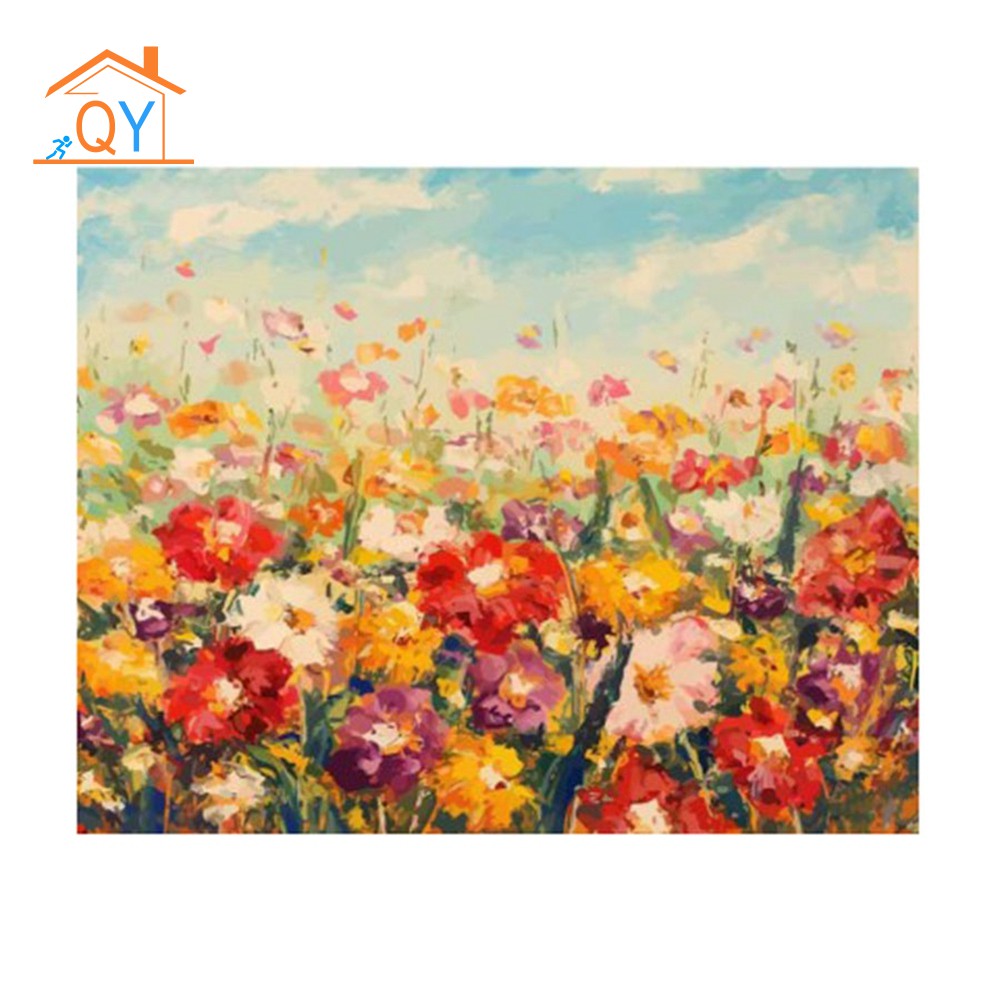 Paint By Numbers Cartoon Flowers Drawing on Canvas Diy Oil Painting QYVN