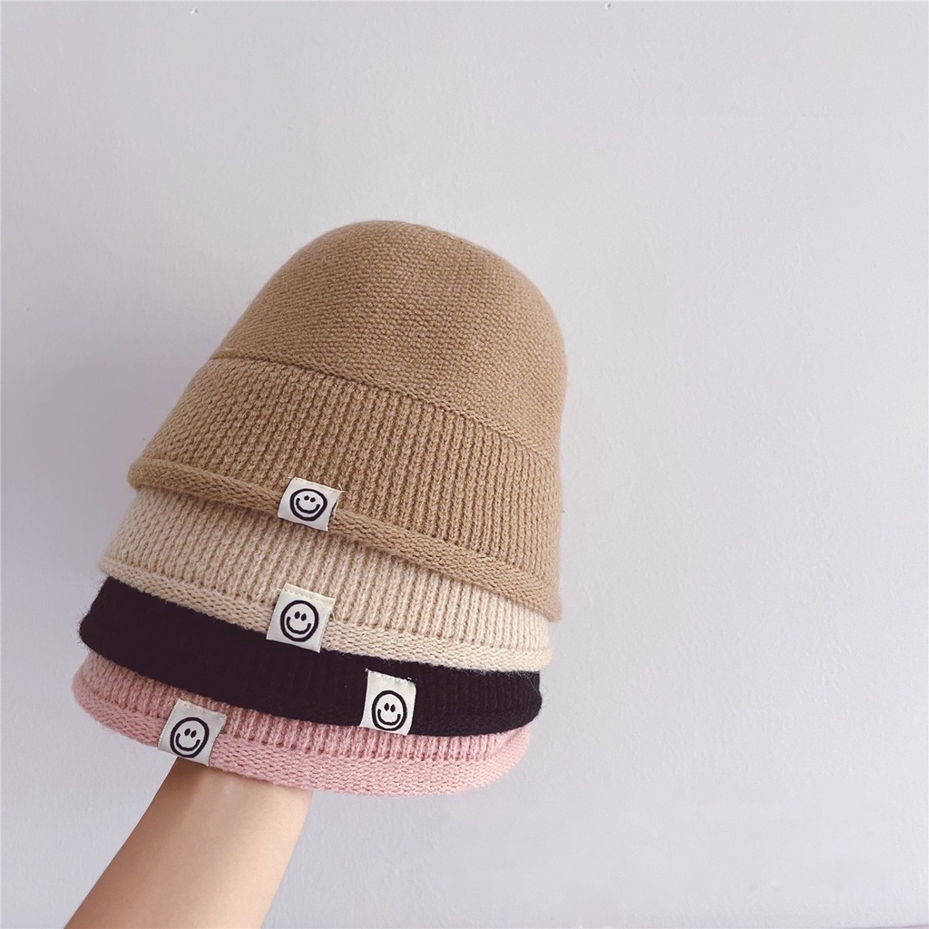 Mũ len mùa thu và mùa đông mặt cười nhãn vải bé trai và bé gái (vòng đầu 50-52cm)