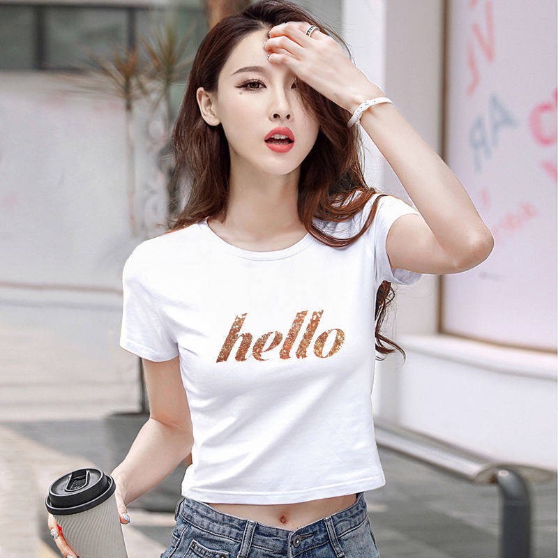 Áo Croptop Tay Ngắn Có Mũ Trùm Đầu Chất Liệu 95% Cotton Phong Cách Hàn Quốc Thời Trang Mùa Hè 2020 Mới Cho Nữ