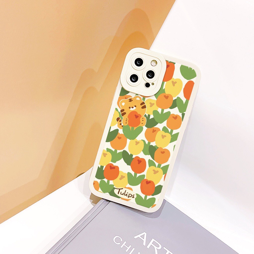 Ốp lưng iphone Lucky Tulip cạnh vuông 7/7plus/8/8plus/x/xr/xs/11/12/13/pro/max/plus/promax - Tomax shop