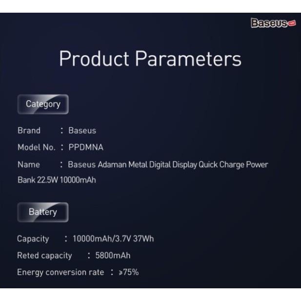 Sạc dự phòng Baseus Adaman Metal Digital Display Quick Charge, sạc nhanh 22.5W (QC3.0/ PD3.0) chính hãng-Phụ Kiện 39