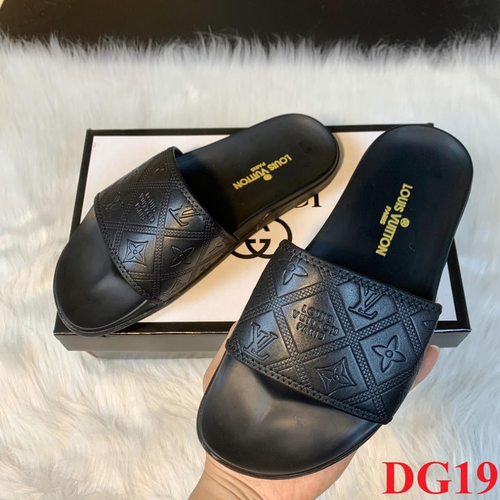 Dép nam LV 💖𝐅𝐑𝐄𝐄𝐒𝐇𝐈𝐏💖dép quai ngang, dép nam đế cao su Full size Nam mã DG19