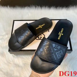 Dép nam LV 💖𝐅𝐑𝐄𝐄𝐒𝐇𝐈𝐏💖dép quai ngang, dép nam đế cao su Full size Nam mã DG19