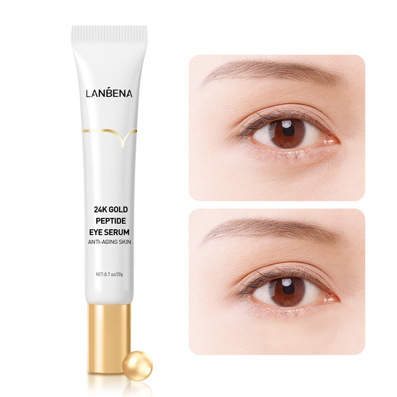 Serum dưỡng mắt có đầu mát xa hợp kim 360 độ Lanbena giúp giảm quầng thâm, tan bọng mắt 20g- Hanayuki Asia