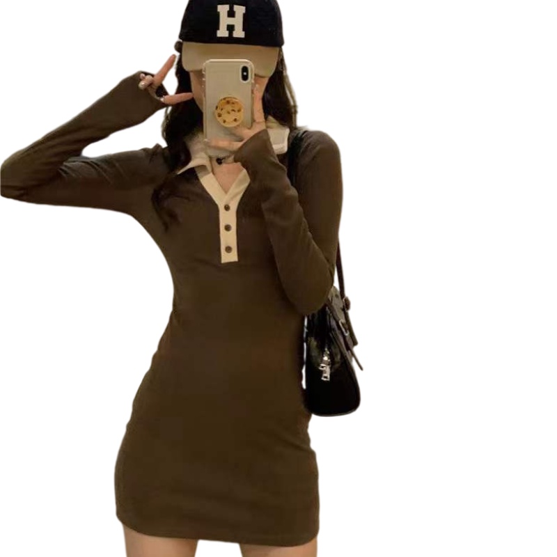 Đầm Dệt Kim Có Cổ Thời Trang Mùa Xuân Hàn Quốc Dành Cho Nữ