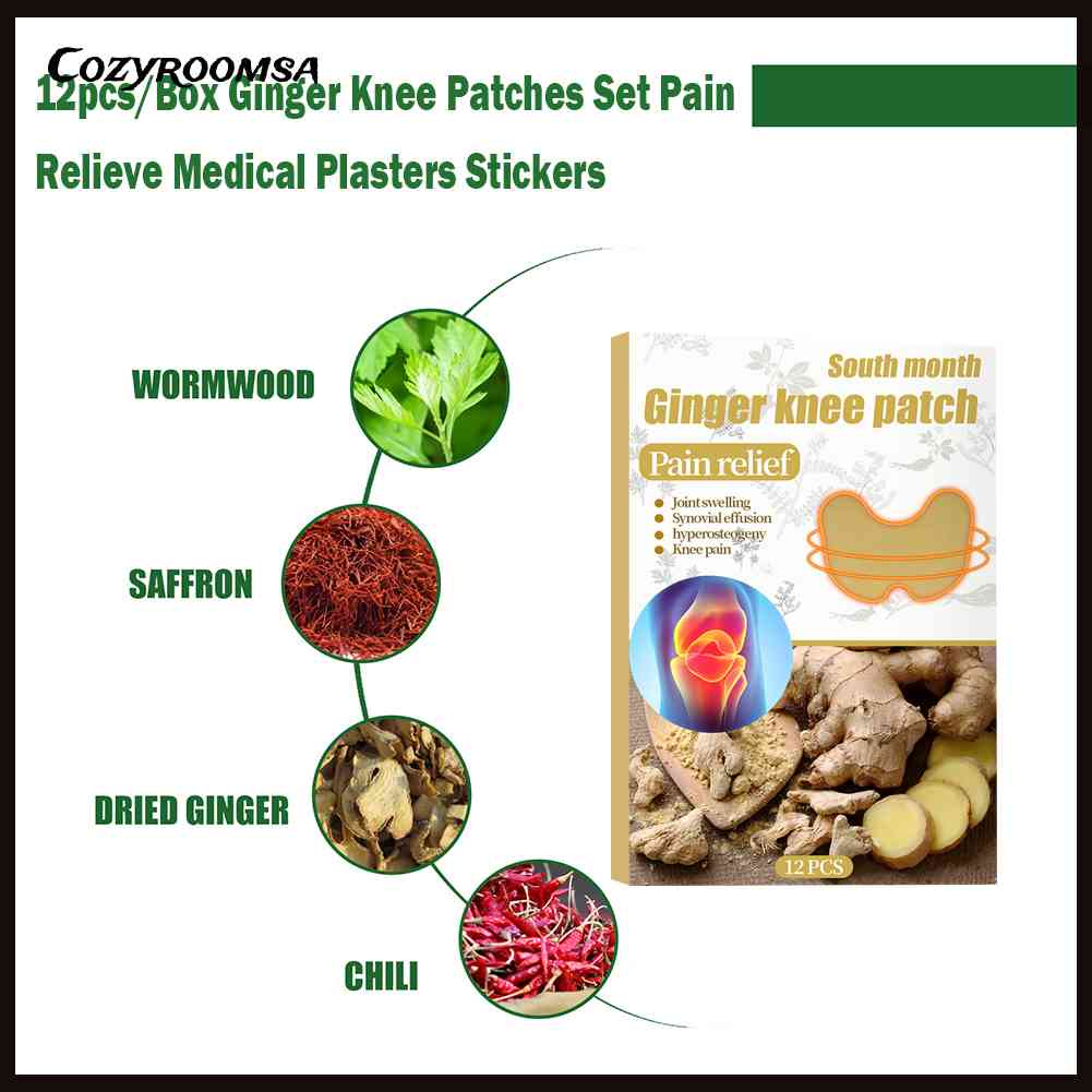Hộp 12 Miếng Dán Thạch Cao Gừng Giảm Đau Hiệu Quả