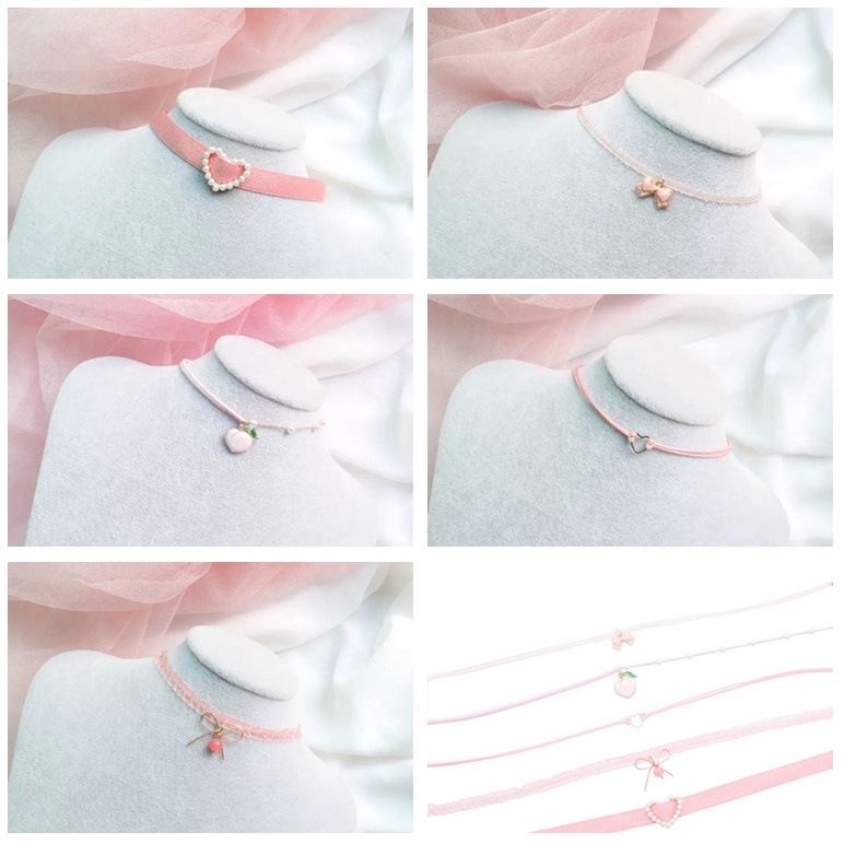 Vòng Cổ choker Màu Hồng Phong Cách Nhật Bản Và Hàn Quốc Dành Cho Nữ