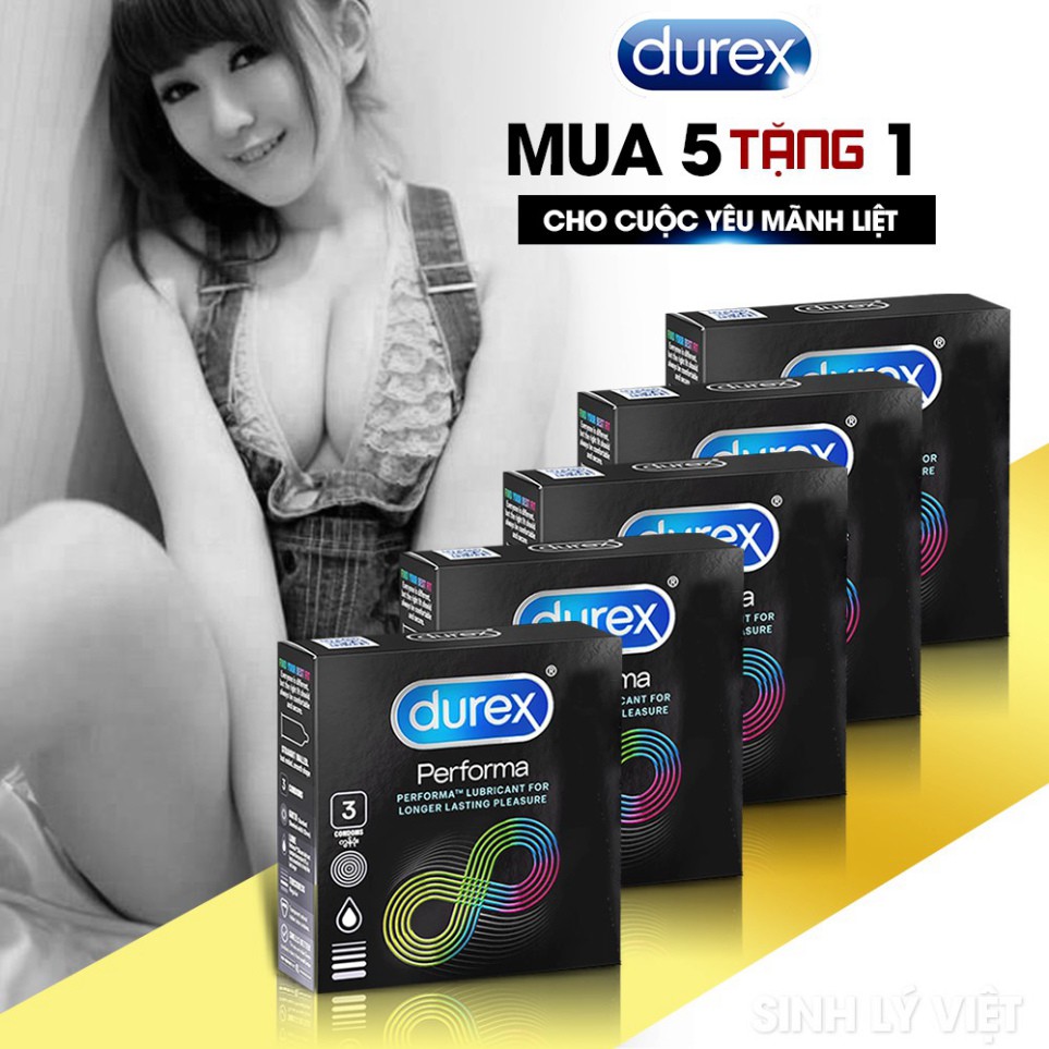 [Che Tên SP] Combo 5 Hộp Bcs Durex Performa (Hộp 3c) Giá Tốt, Bao Cao Su Chứa Gel Bôi Trơn Có Chất Kéo Dài Thời Gian QH