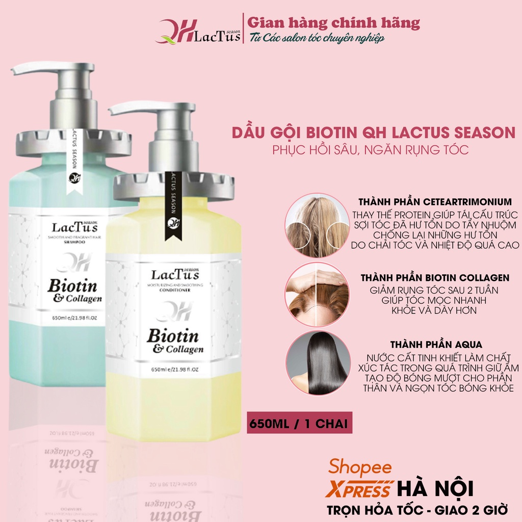 Dầu gội biotin Lactus season giảm tóc gãy rụng, giảm gàu, dầu thừa và bã nhờn 650ml