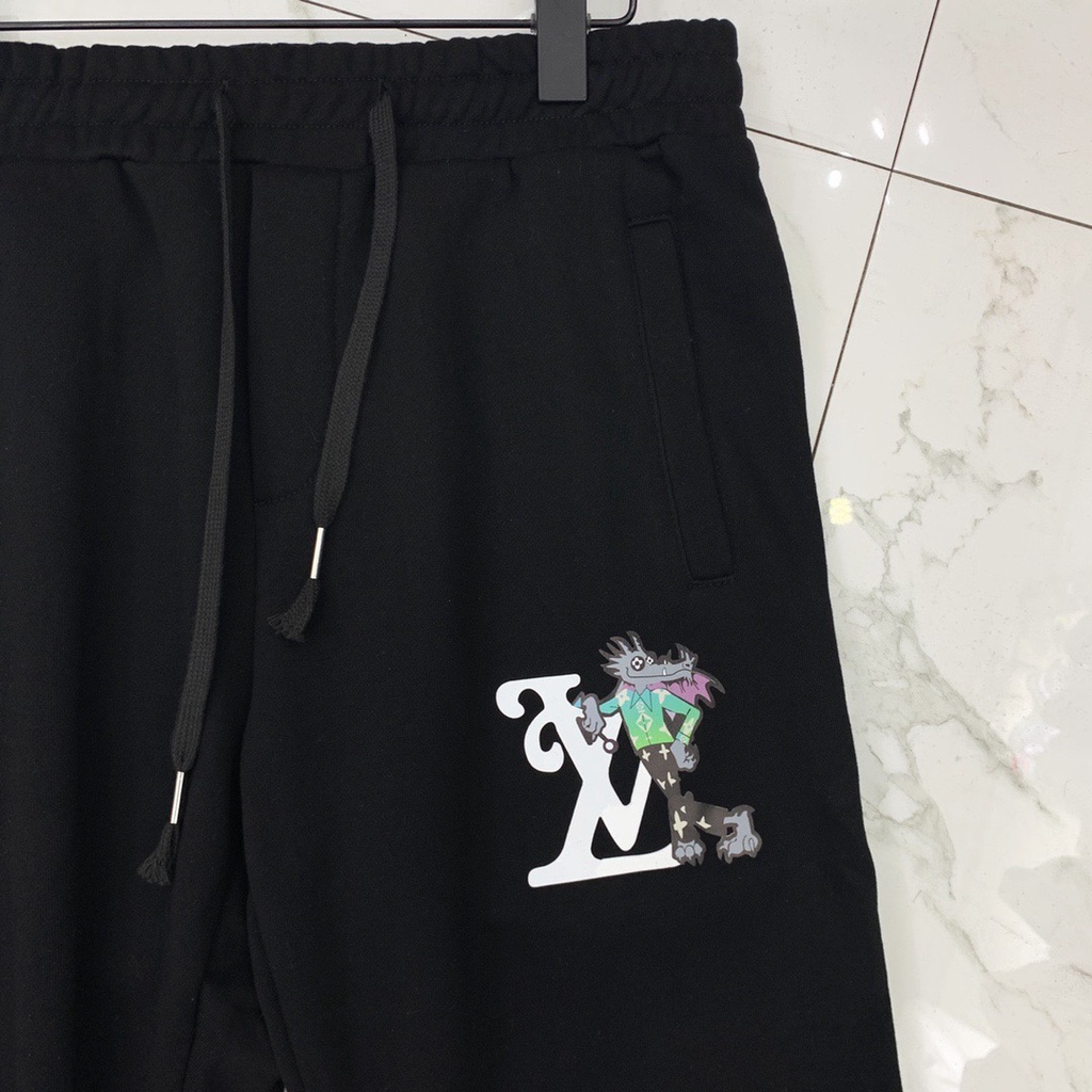 Quần dài LV bo gấu in chữ thời trang thu đông 2021 cho nam