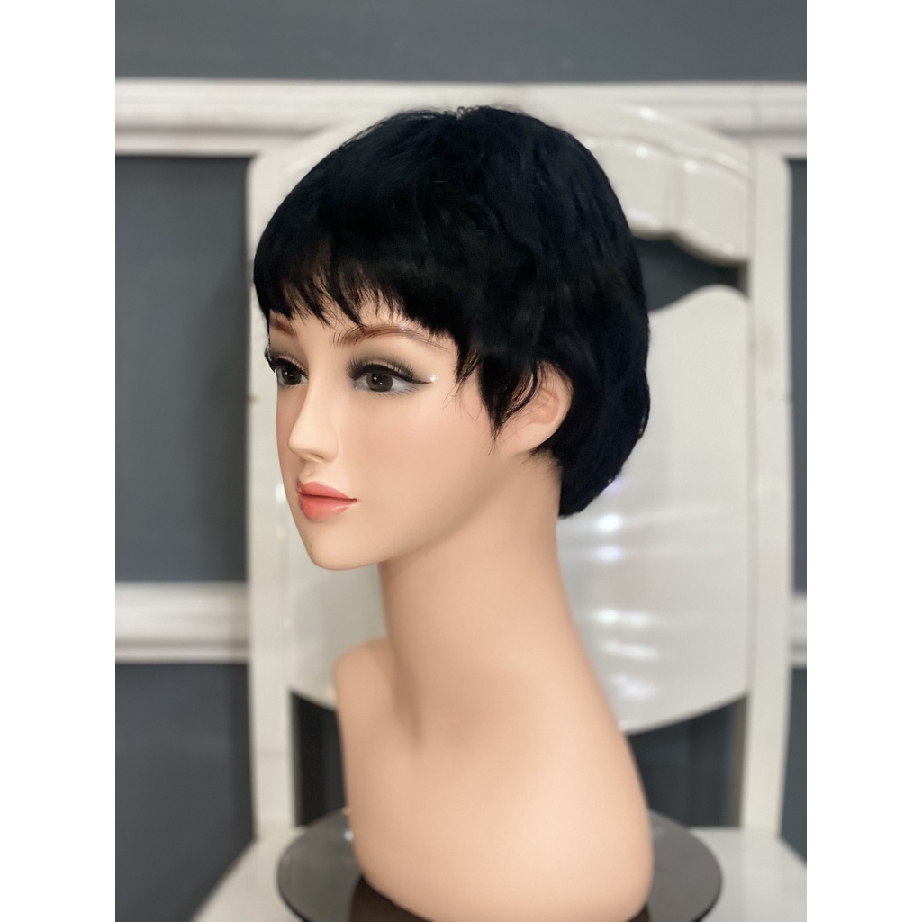 🔆 Tóc giả nữ làm từ sợi tóc thật nguyên đầu ngắn hiền hồ