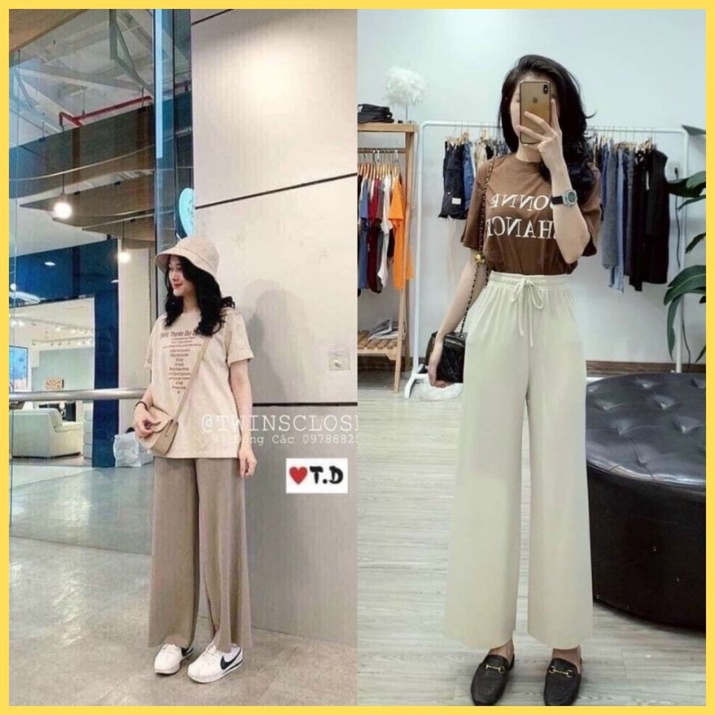 Quần ống sớ nữ dáng dài lưng cao len tăm Freesize 42-57kg