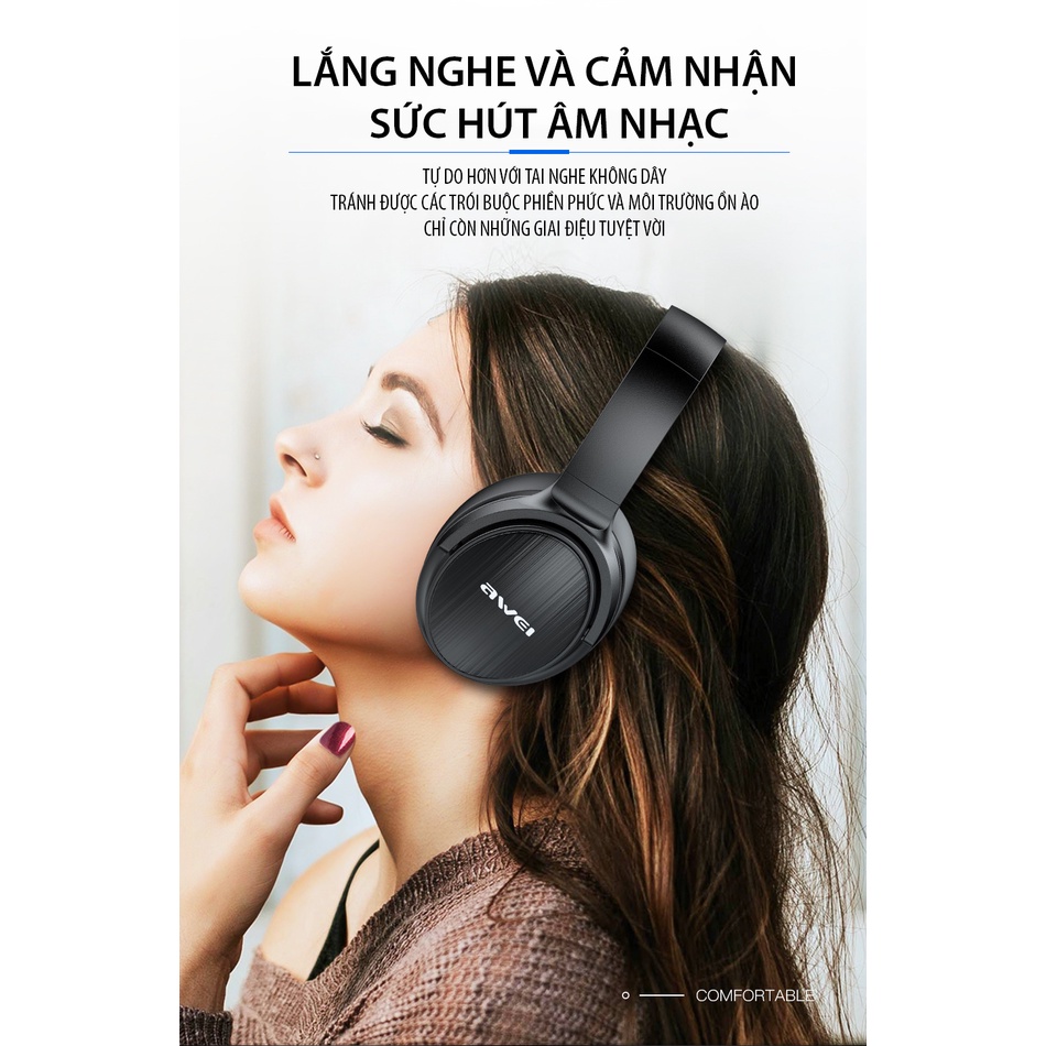 Tai nghe Awei A780BL Bluetooth âm Bass chắc, khoẻ, kiểu dáng chụp tai không đau tai, hàng Chính hãng