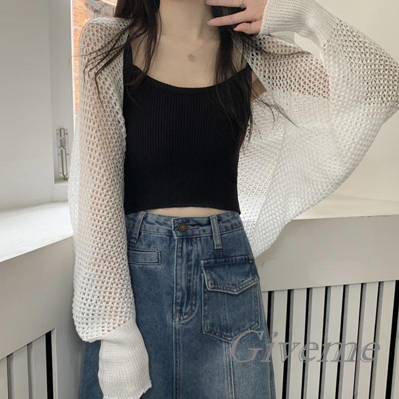 Áo Khoác Cardigan Dệt Kim Dài Tay Màu Sắc Thời Trang Cho Nữ