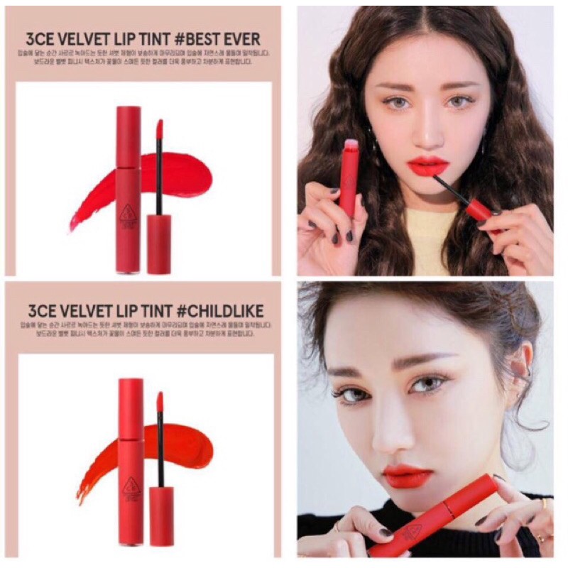 (SẴN) SON 3CE VELVET LIP TINT màu đỏ lạnh.( xả bom)