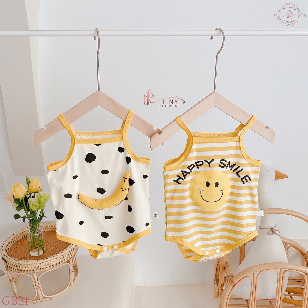 Bộ bodychip 2 dây áo liền quần hình chuối, mặt cười dễ thương cho bé gái 5-11kg [GB21]