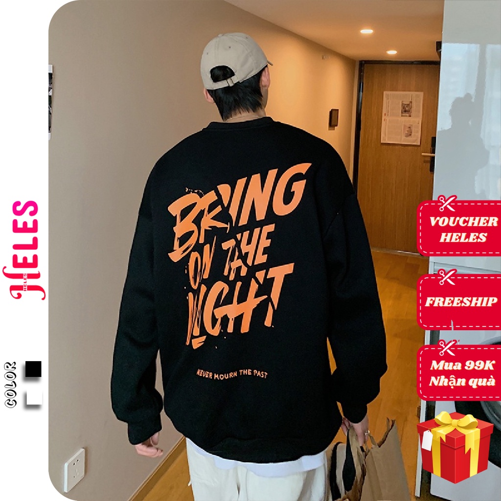 Áo sweater nỉ form rộng unisex phong cách Ulzzang Hàn Quốc cho nam nữ BRING HELES K15 | BigBuy360 - bigbuy360.vn