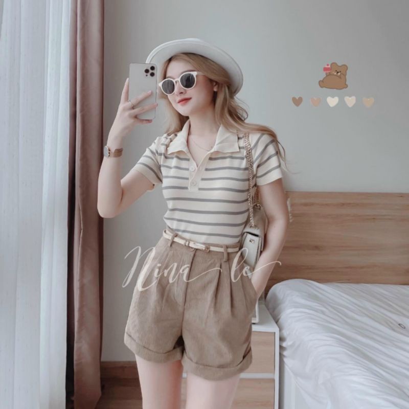 Áo montoghi kẻ pha thêu CD ong xinhh nhiều màu