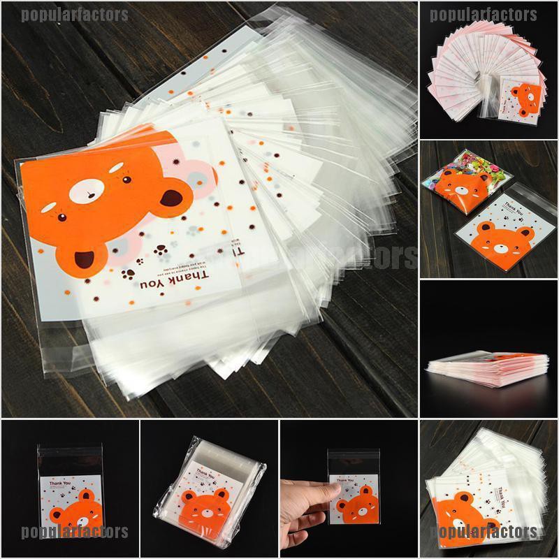 Set 100 Túi Thủy Tinh Trong Suốt In Họa Tiết Dễ Thương