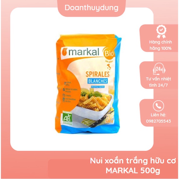 Nui xoắn trắng hữu cơ MARKAL 500g