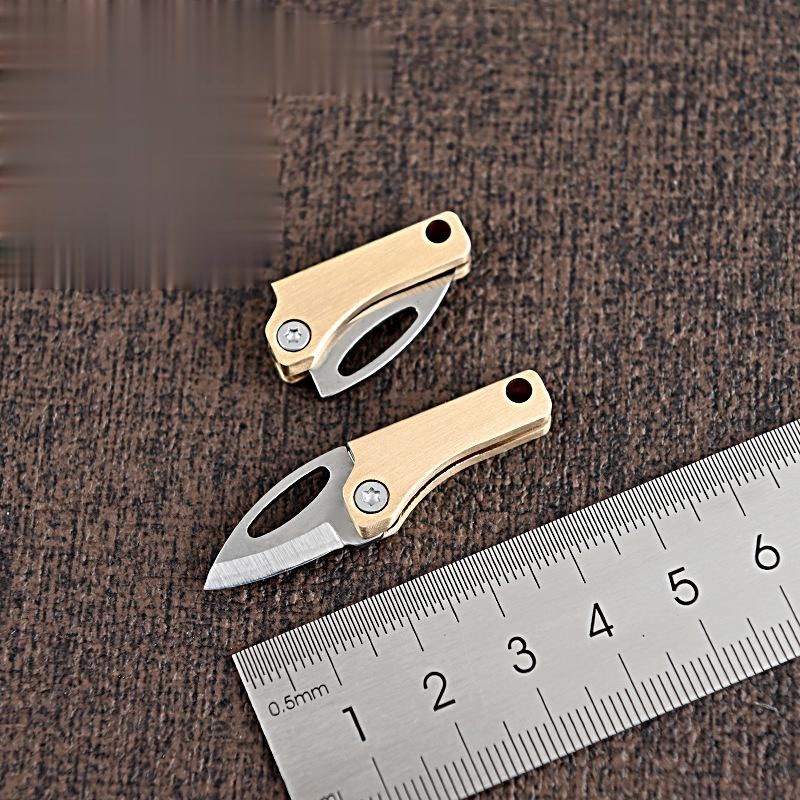 Dao Gấp Mini Bằng Đồng Thau - Có Nam Chăm Hít Đọc Đáo - Móc Khóa Cầm Tay