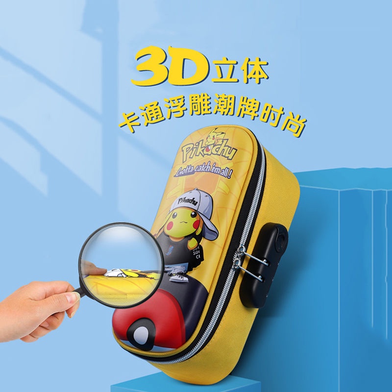 Túi Đựng Bút In Hình Pikachu 3D Sức Chứa Lớn Chống Thấm Nước