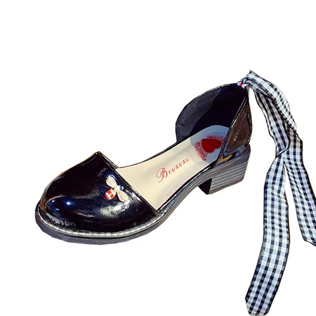 G089 [Sẵn be 35] Giày Lolita mũi tròn phong cách Hàn Quốc gót cao 4cm