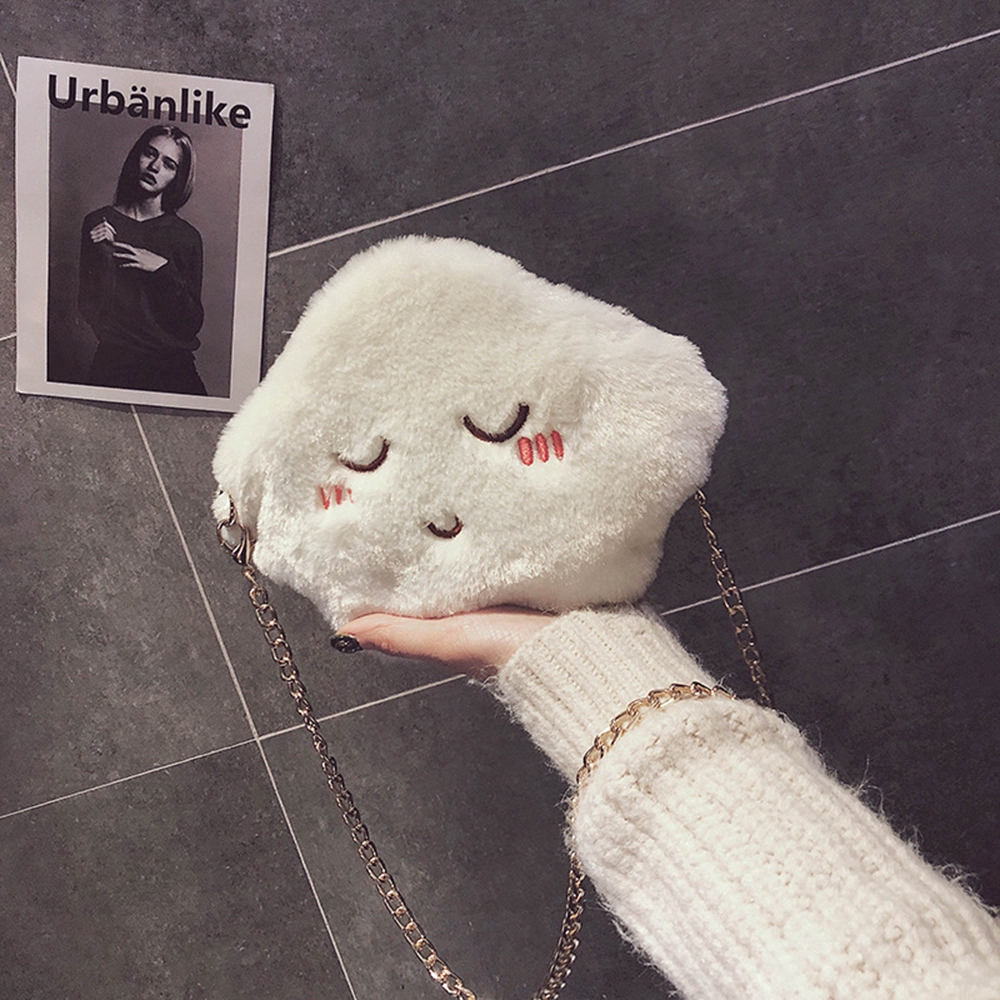 Túi đeo chéo hình đám mây phối lông thiết kế dễ thương cho nữ | BigBuy360 - bigbuy360.vn