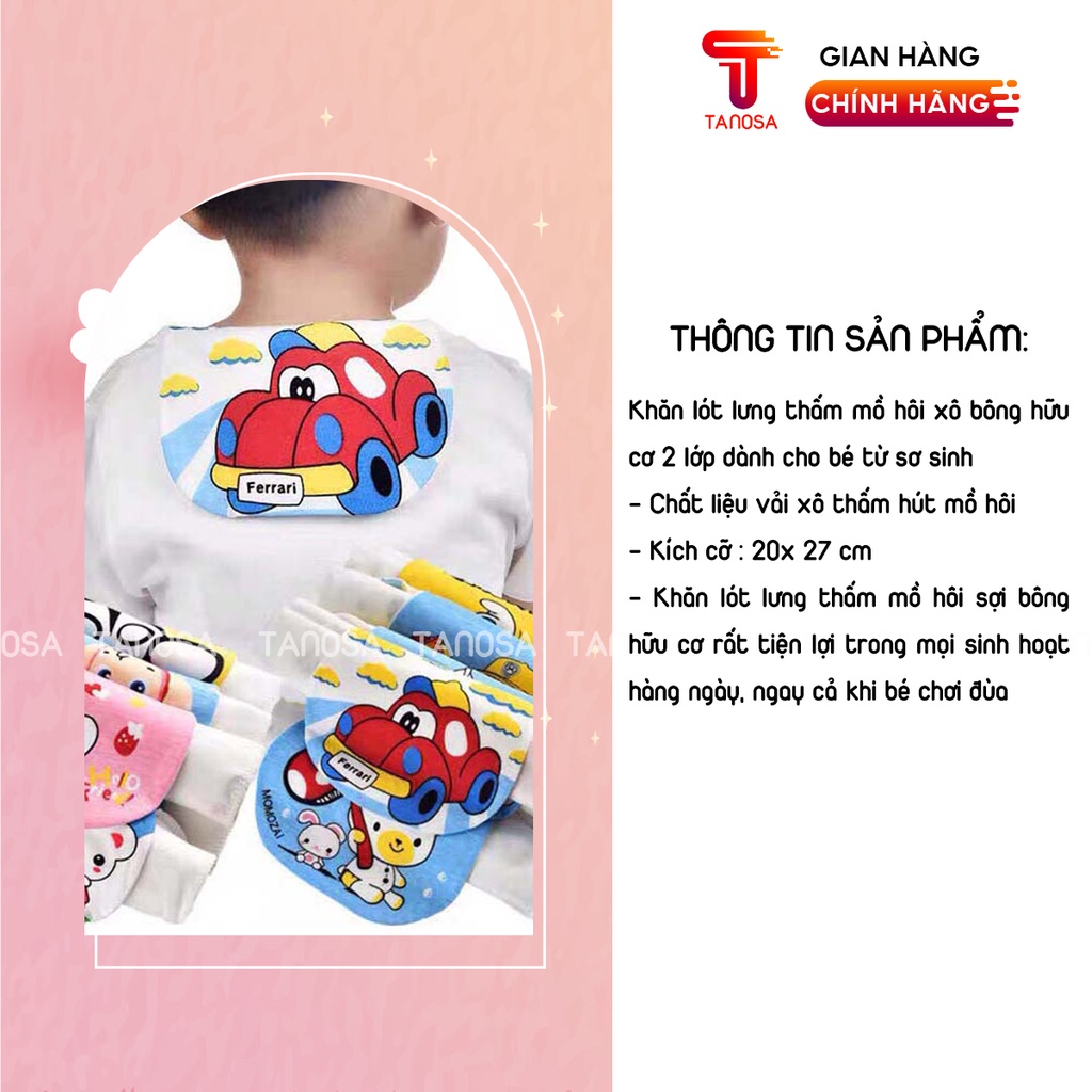 TANOSA KIDS Sét 2 khăn lót thấm mồ hôi cho bé xô bông hữu cơ 2 lớp