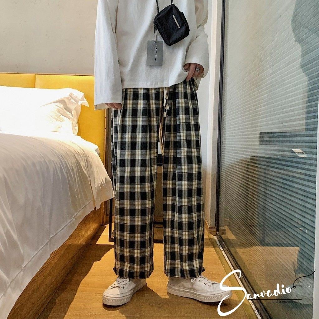 Quần Kẻ Caro Nam Sanvadio  Mặc 2 Kiểu Ống Suông & Jogger Bo Gấu Thể Thao phong cách Hàn Quốc | BigBuy360 - bigbuy360.vn