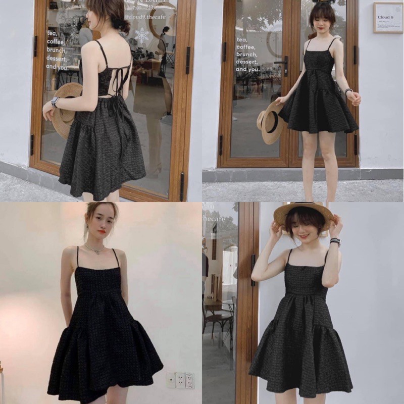 Đầm Xinh SWAN DRESS thiết kế cao cấp tinh tế chất vải Tapta dày dặn sau lưng đan dây xoè nhẹ phần đuôi