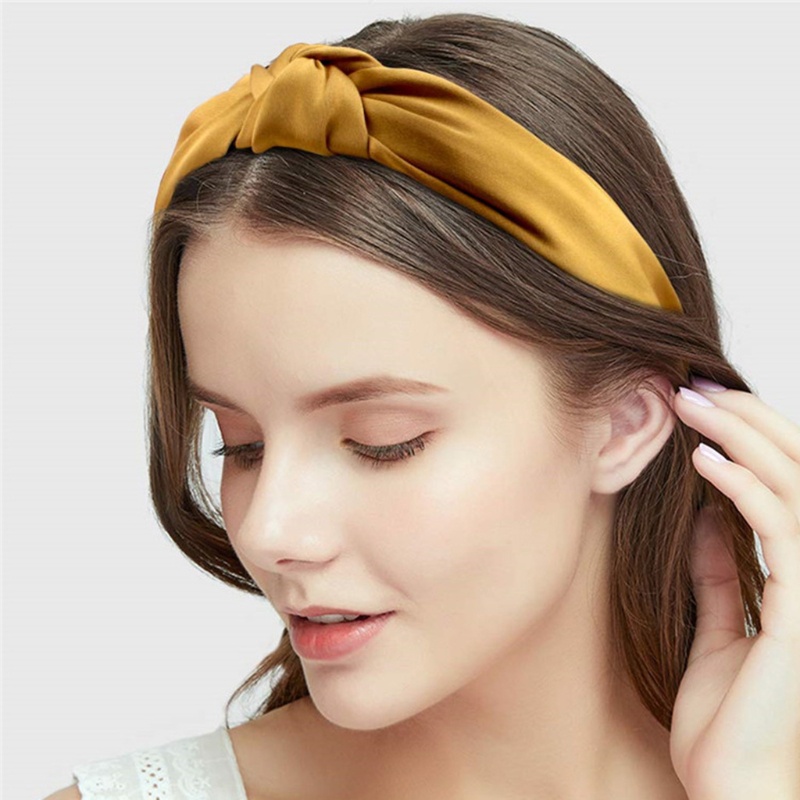 Băng Đô Vải Satin Thắt Nút Màu Trơn Dành Cho Nữ